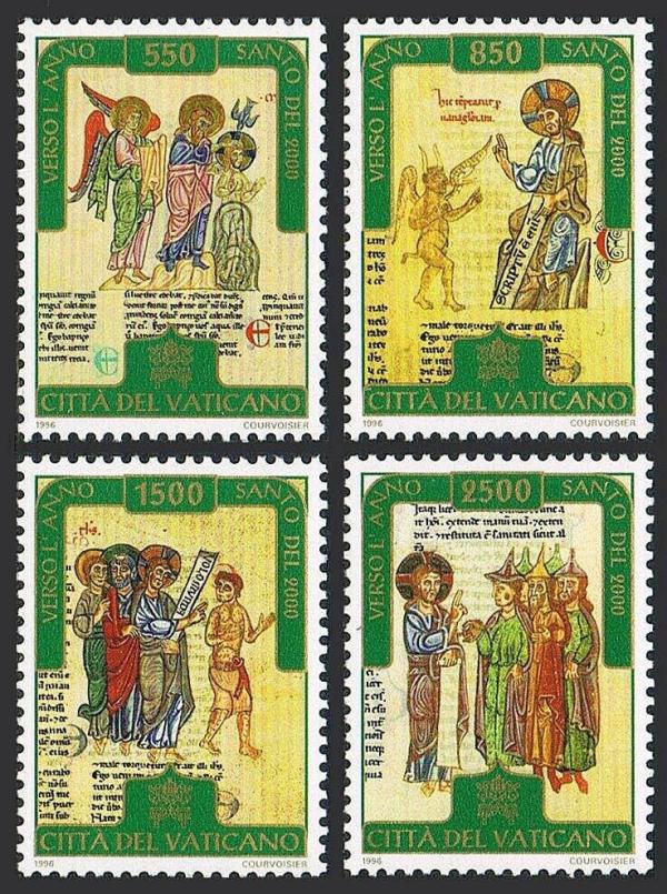 Europe | 1996 Illuminated Manuscripts Life of Christ Set of Four Vatican City Postage Stamps Gospel Scenes Issued 1996 Multicolor Europe Europe