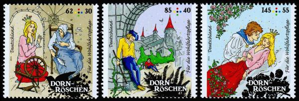 Europe | 2015 Sleeping Beauty Set of Three Germany Postage Stamps Multicolor Europe Europe