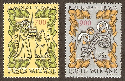 Europe | Blessed Agnes of Prague Set of Two Vatican City Postage Stamps Issued 1982 Multicolor Europe Europe