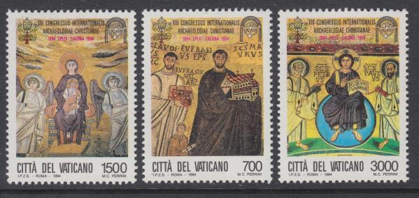 Europe | Christian Archaeology Set of Three Vatican City Postage Stamps Issued 1994 Multicolor Europe Europe