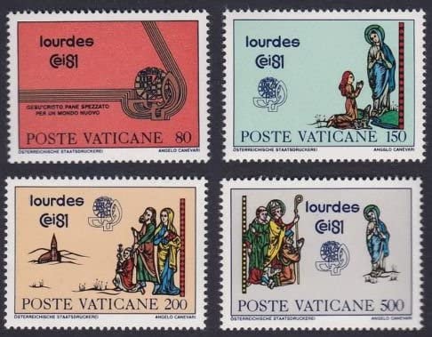 Europe | Eucharistic Congress Set of Four Vatican City Postage Stamps Issued 1981 Multicolor Europe Europe