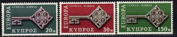 Europe | Europa Key Set of Three Cyprus Postage Stamps Issued 1968 Multicolor Europe Europe