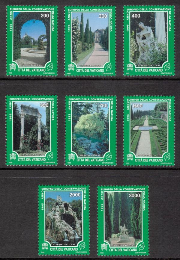 Europe | European Nature Preservation Set of Eight Vatican City Postage Stamps Issued 1995 Multicolor Europe Europe