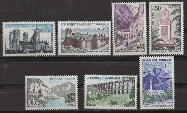 Europe | French Cultural Heritage Sites Set of Seven France Postage Stamps Issued 1960 Multicolor Europe Europe
