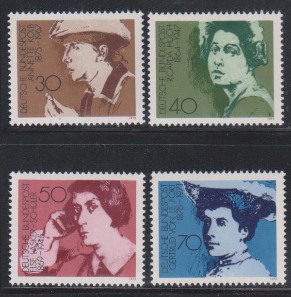 Europe | German Women Writers Set of Four Germany Postage Stamps Issued 1975 Multicolor Europe Europe