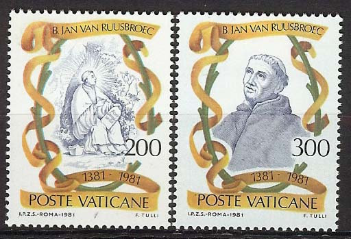 Europe | John van Ruysbroeck Set of Two Vatican City Postage Stamps Multicolor Europe Europe