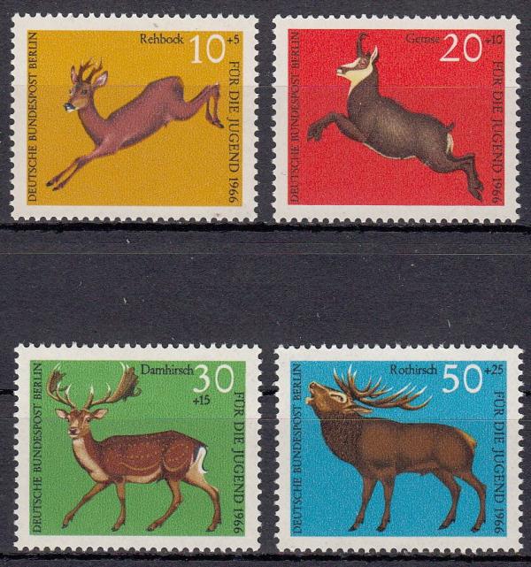 Europe | Large Mammals Set of Four Berlin Germany Postage Stamps Issued 1966 Multicolor Europe Europe