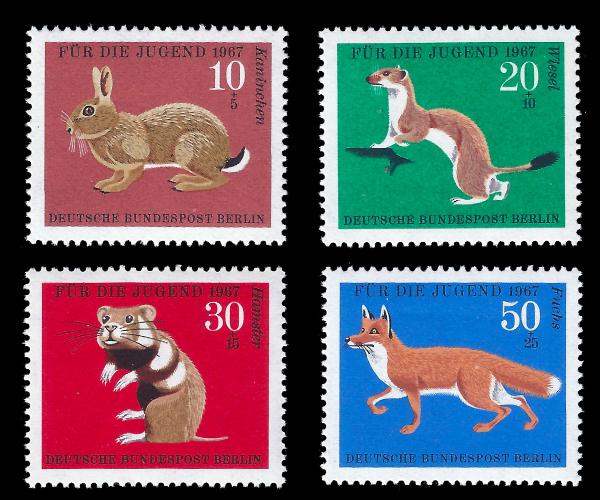 Europe | Mammals Set of Four Germany West Berlin Postage Stamps Issued 1967 Multicolor Europe Europe