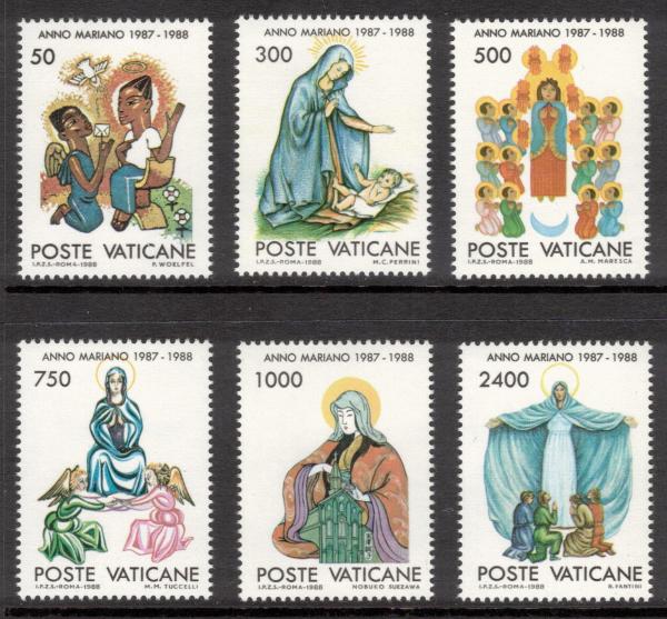 Europe | Marian Year Set of Six Vatican City Postage Stamps Issued 1988 Multicolor Europe Europe