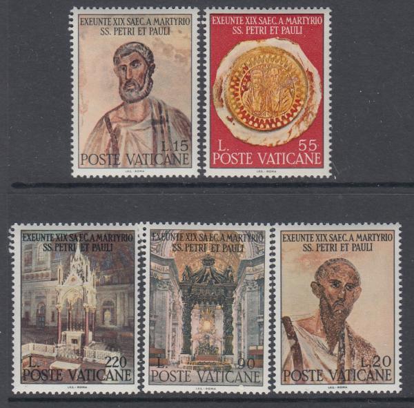 Europe | Martyrdom of Saints Peter and Paul Set of Five Vatican City Postage Stamps Issued 1967 Multicolor Europe Europe