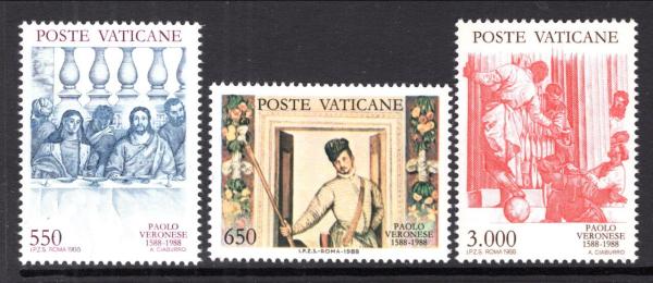 Europe | Paolo Veronese Set of Three Vatican City Postage Stamps Issued 1988 Multicolor Europe Europe