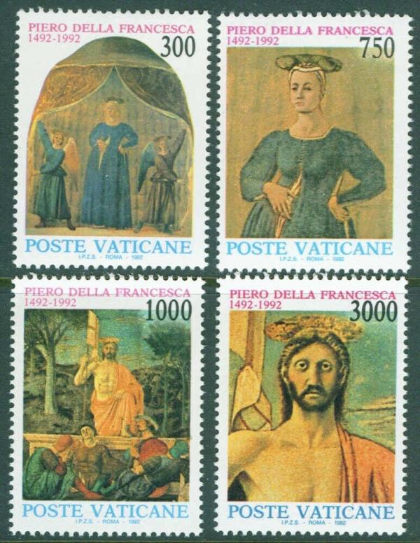 Europe | Piero Della Francesca Set of Four Vatican City Postage Stamps Issued 1992 Multicolor Europe Europe