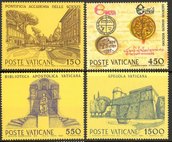 Europe | Pontifical Academy of Sciences Set of Four Vatican City Postage Stamps Issued 1984 Multicolor Europe Europe