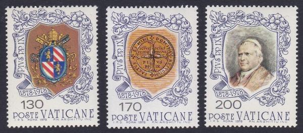 Europe | Pope Pius IX Set of Three Vatican City Postage Stamps Issued 1978 Multicolor Europe Europe