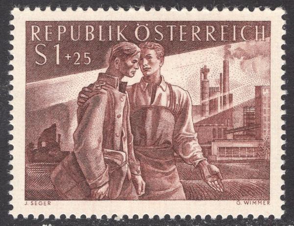 Europe | Returning Prisoner of War Austria Postage Stamp Issued 1955 Reddish Brown Europe Europe