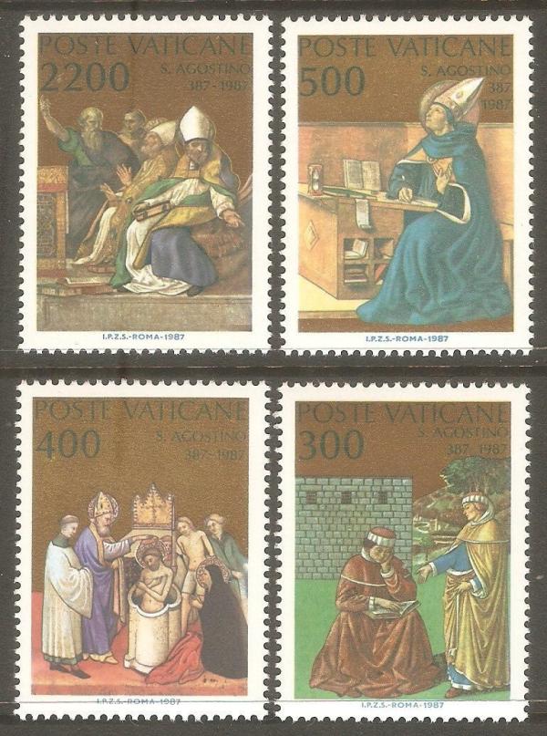 Europe | Saint Augustine Set of Four Vatican City Postage Stamps Multicolor Europe Europe