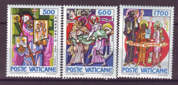 Europe | Saint Methodius Set of Three Vatican City Postage Stamps Issued 1985 Multicolor Europe Europe