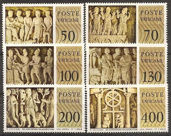 Europe | Sculptures Set of Six Vatican City Postage Stamps Issued 1977 Multicolor Europe Europe
