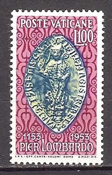 Europe | Seal of Peter Lombard Vatican City Postage Stamp Issued 1953 Multicolor Europe Europe