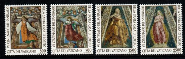 Europe | Shrine of Loreto Set of Four Collectible Vatican City Postage Stamps Issued 1995 Multicolor Europe Europe