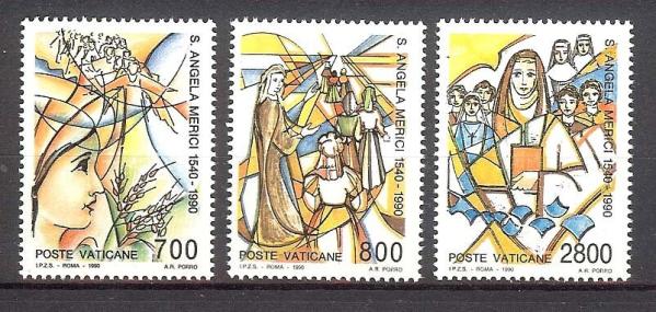 Europe | St Angela Merici Set of Three Vatican Postage Stamps Issued 1990 Multicolor Europe Europe