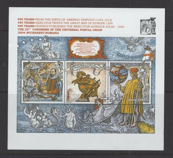 Europe | Universal Postal Union Souvenir Sheet of Three Romania Postage Stamps Issued 2004 Multicolor Europe Europe