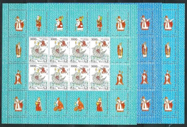 Europe | Vatican City St Nicholas Christmas Set of Three Postage Stamp Miniature Sheets Issued 1987 Multicolor Europe Europe