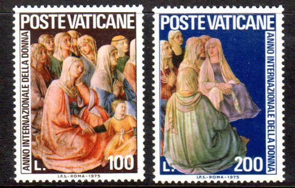 Europe | Year of Women Set of Two Vatican City Postage Stamps Issued 1975 Multicolor Europe Europe