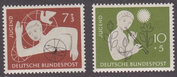 Europe | Youth Hostels Fund Set of Two Germany Postage Stamps Issued 1956 Multicolor Europe Europe