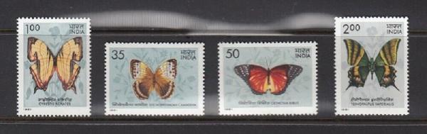 India | Indian Butterflies Set of Four India Postage Stamps Issued 1981 Multicolor India India