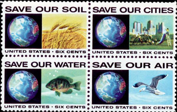 United States | 1970 Anti-Pollution Block of Four 6-Cent US Postage Stamps Mint Never Hinged Multicolored Stamp Multicolored