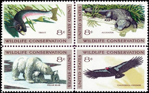 United States | 1971 Wildlife Conservation Block of Four 8-Cent US Postage Stamps Mint Never Hinged Multicolored Stamp Multicolored