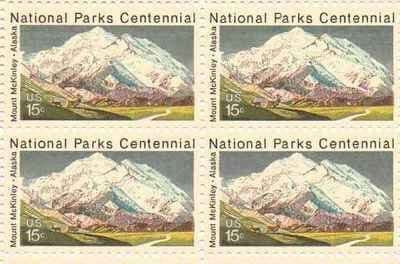 United States | 1972 National Parks Centennial Mount McKinley Alaska Block of Four 15-Cent US Postage Stamps Mint Never Hinged Multicolored Stamp Multicolored