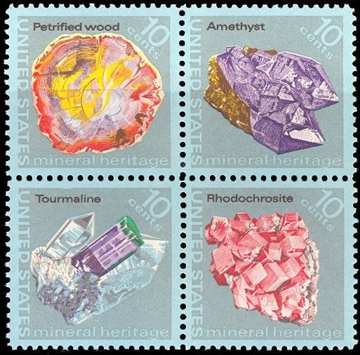 United States | 1974 10c Mineral Heritage Block of 4 US Postage Stamps Mint Never Hinged Multicolored Stamp Multicolored