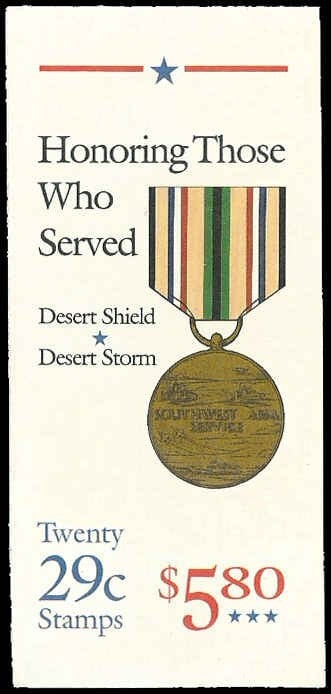 United States | 1991 Desert Storm and Shield Booklet of Twenty 29-Cent United States Postage Stamps Multicolored Stamp Multicolored