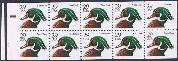 United States | 1991 Wood Duck Booklet of Twenty 29-Cent US Postage Stamps Mint Never Hinged Multicolored Stamp Multicolored