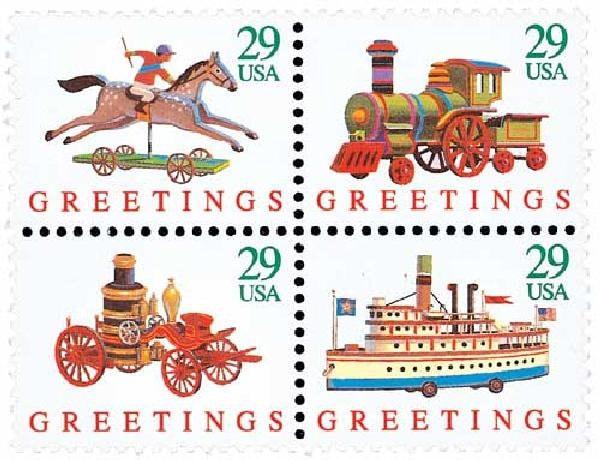 United States | 1992 Christmas Toys Block of Four US 29-Cent Postage Stamps Mint Never Hinged Multicolored Stamp Multicolored