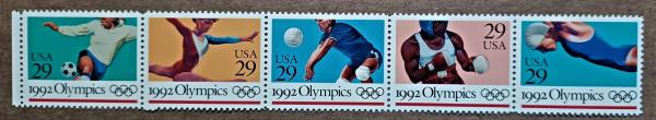 United States | 1992 Summer Olympics Strip of Five 29-Cent US Postage Stamps Mint Never Hinged Multicolored Stamp Multicolored