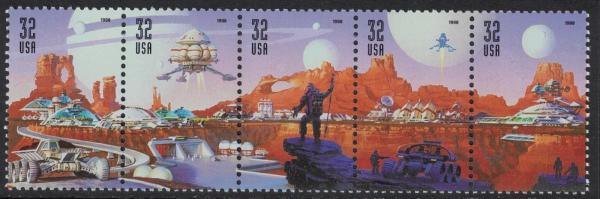 United States | 1998 Space Discovery Strip of Five 32-Cent US Postage Stamps Mint Never Hinged Multicolored Stamp Multicolored