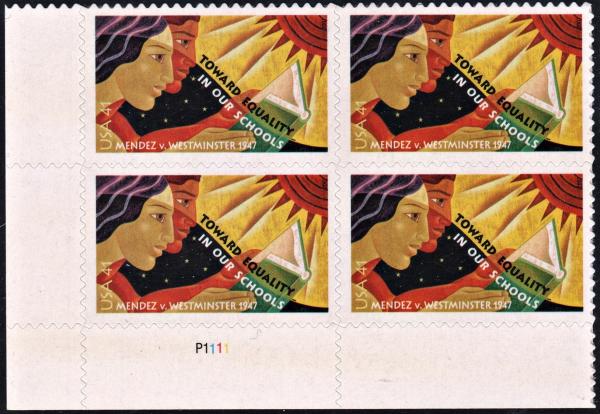 United States | 2007 Mendez v Westminster School District Plate Block of Four 41-Cent US Postage Stamps Multicolored Stamp Multicolored