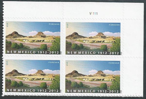 United States | 2012 New Mexico Statehood Plate Block of Four United States Forever Postage Stamps Multicolored Stamp Multicolored