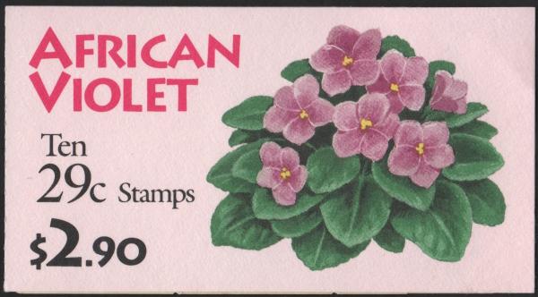 United States | African Violet Booklet of Ten 29-Cent United States Postage Stamps Issued 1993 Multicolored Stamp Multicolored