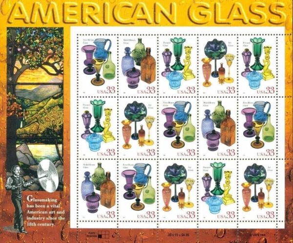 United States | American Glass Sheet of Fifteen 33-Cent United States Postage Stamps Issued 1999 Multicolored Stamp Multicolored