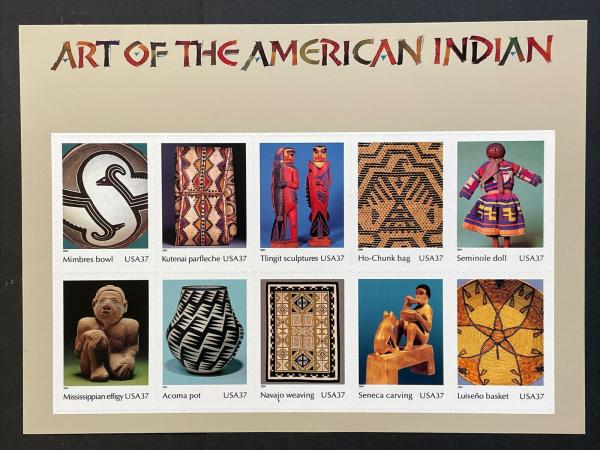 United States | American Indian Art Sheet of Ten 37-Cent United States Postage Stamps Issued 2004 Multicolored Stamp Multicolored