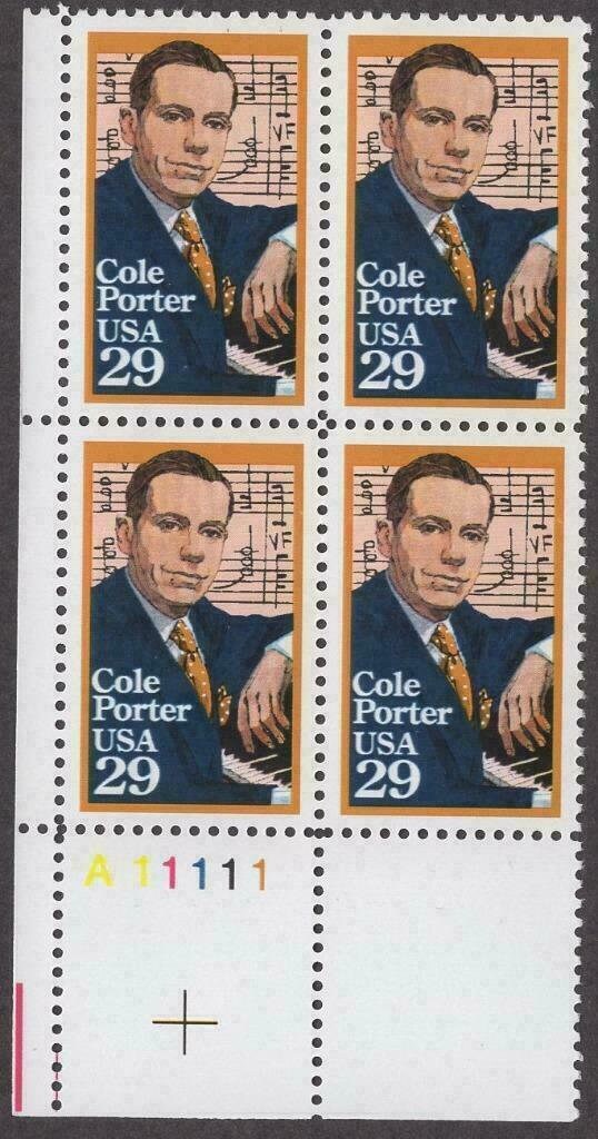 United States | Cole Porter Plate Block of Four 29-Cent United States Postage Stamps Multicolored Stamp Multicolored