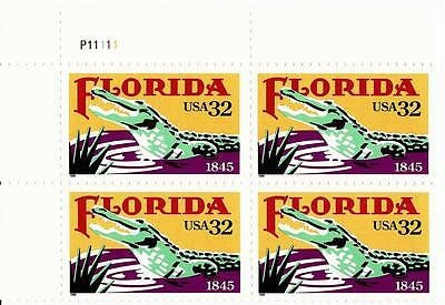 United States | Florida Alligator Plate Block of Four 32-Cent United States Postage Stamps Issued 1995 Multicolored Stamp Multicolored