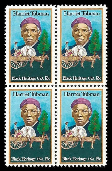United States | Harriet Tubman Black Heritage Block of Four 13-Cent United States Postage Stamps Issued 1978 Multicolored Stamp Multicolored