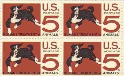 United States | Humane Treatment of Animals Block of Four 5-Cent US Stamps Issued 1966 Stamp United States