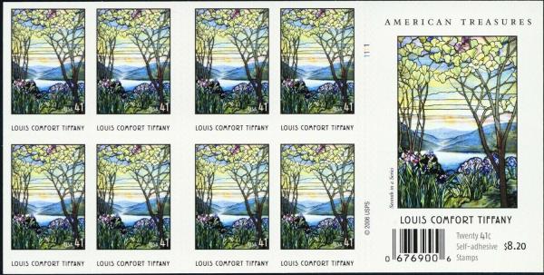 United States | Louis Comfort Tiffany Booklet Pane of Twenty 41-Cent United States Postage Stamps Issued 2007 Multicolored Stamp Multicolored