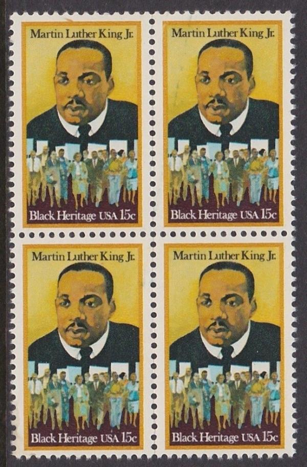 United States | Martin Luther King Jr Block of Four 15-Cent United States Postage Stamps Issued 1979  Multicolored Stamp Multicolored